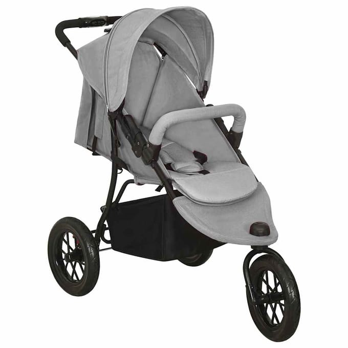 vidaXL - Kinderwagen - staal - lichtgrijs
