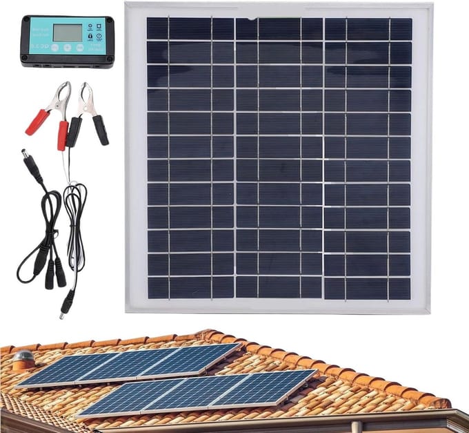 Zonne Energie Kit - Oplaadset - Accu Onderhoud - Waterdichte Controller - 100W - Zwart