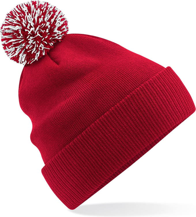 Heren Wintermuts met gekleurde Pompon klassiek rood 100% polyester