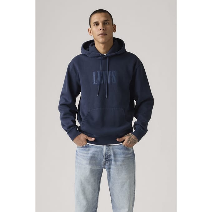 Levi's Relaxed Graphic Po Ssnl Serif 4 Navy Bla Maat: M | Hoodies Outlet | Heren | Blauw