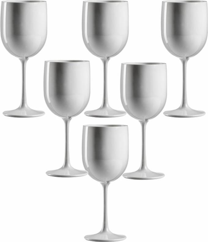 Plastic wijnglazen wit 48cl Onbreekbaar - 6 stuks