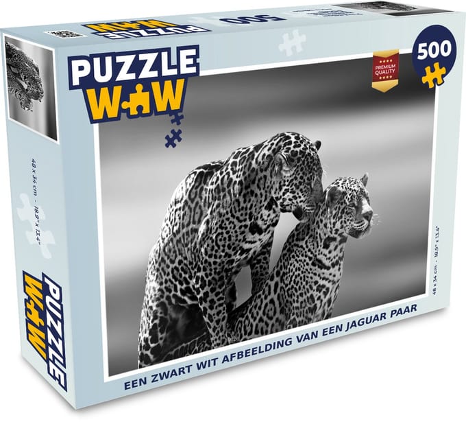 Puzzel Jaguar - Zwart Wit - Natuur - Legpuzzel - Puzzel 500 stukjes