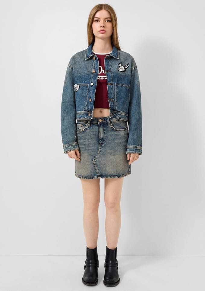 QS - female - Denim rok met borduursel | QS x Von Dutch