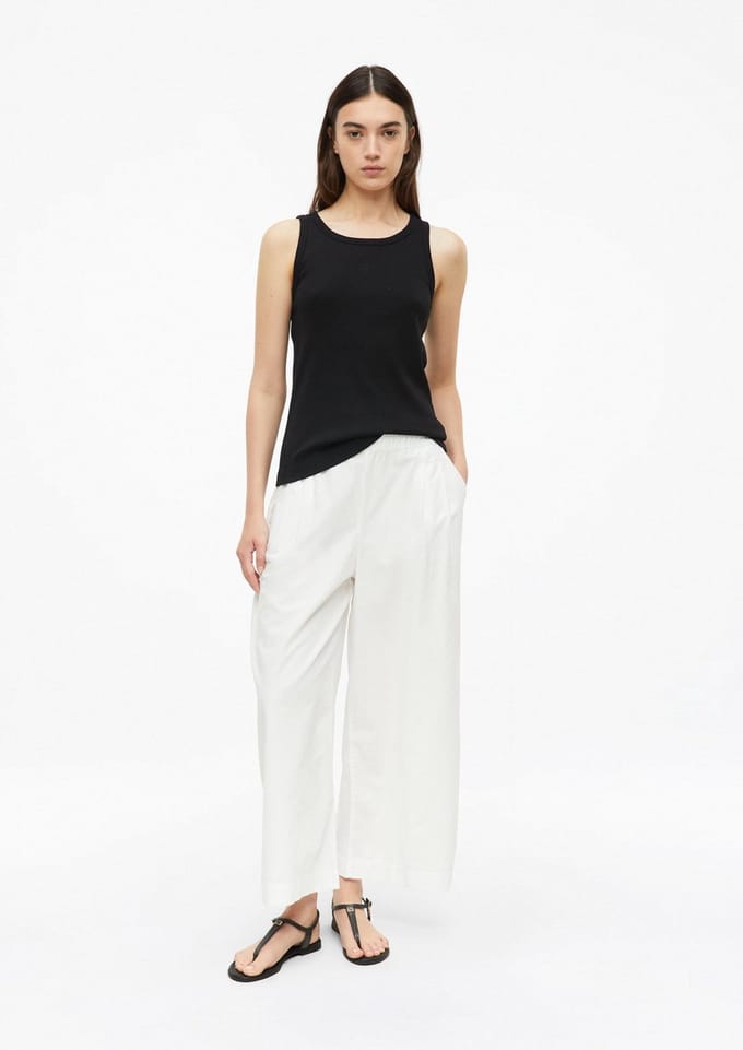 Hoge taille lichte popeline culotte broek voor vrouwen s.Oliver