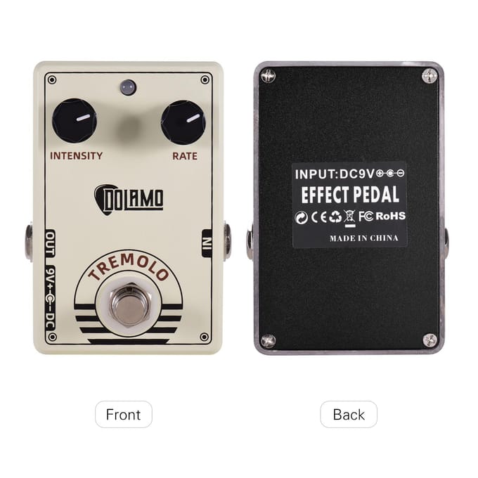 Dolamo D-13 Vintage Stijl Tremolo Gitaar Effectpedaal met Intensiteits- en Snelheidsregelaars True Bypass beige