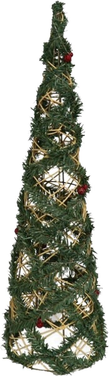 Gerimport Kerstverlichting kegel - 30 LEDs - draad/groen - 60 cm - warm wit