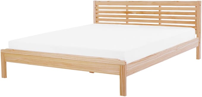 CARNAC - Tweepersoonsbed - Lichtbruin - 180 x 200 cm - Dennenhout