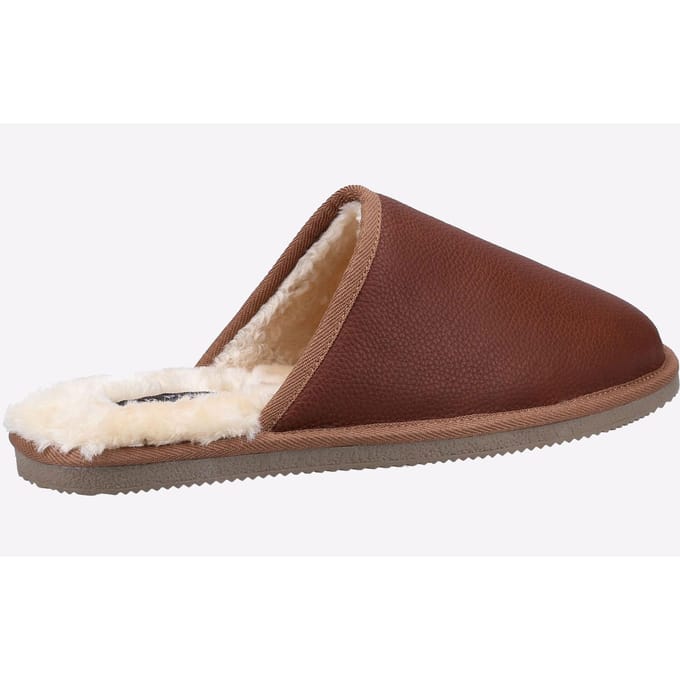 Hush Puppies Heren Coady Leren Slippers (Tan)