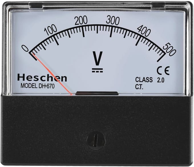 Analoge Voltmeter Rechthoekig Paneel 0 tot 500 V DC