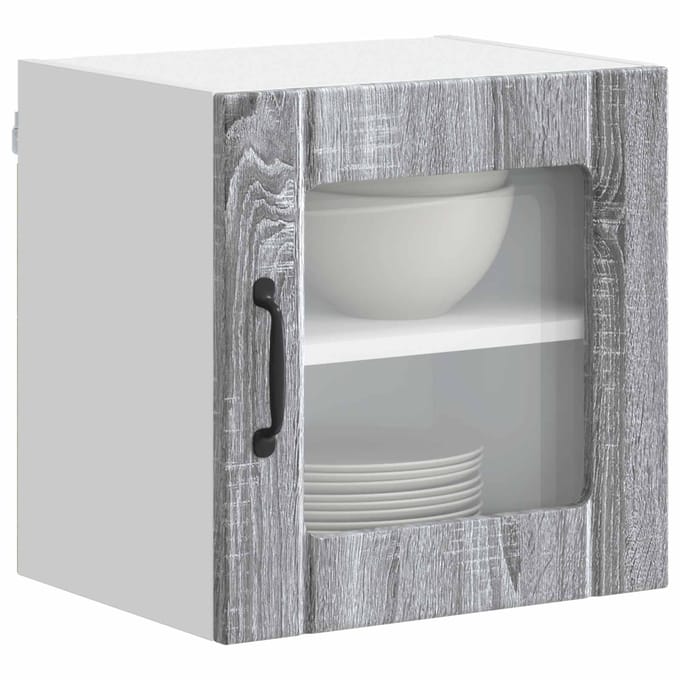 vidaXL - Wandglas - Kasten - LUCCA - 2 - st - Grijs - Sonoma - 40 - x - 31 - x - 40 - cm