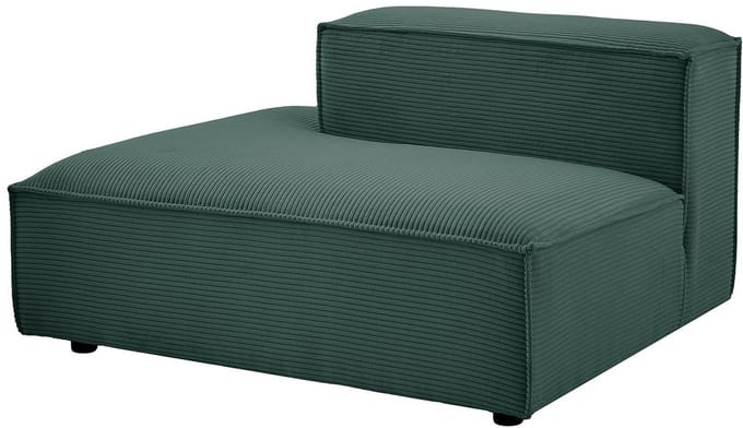 Vente-unique Chaise longue links in groen ribfluweel RUZOLO