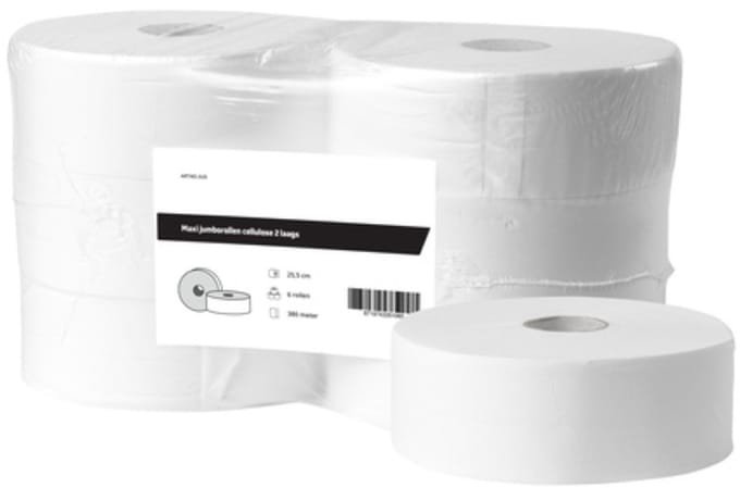 Toiletpapier Maxi jumborollen cellulose 2-laags Wit FSC 6 rollen