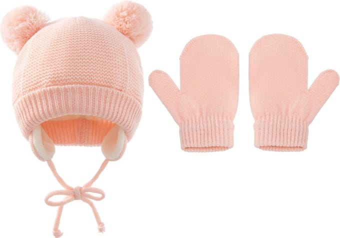 Kindermuts Berenoortjes & Wanten – Roze – 1-3 jaar
