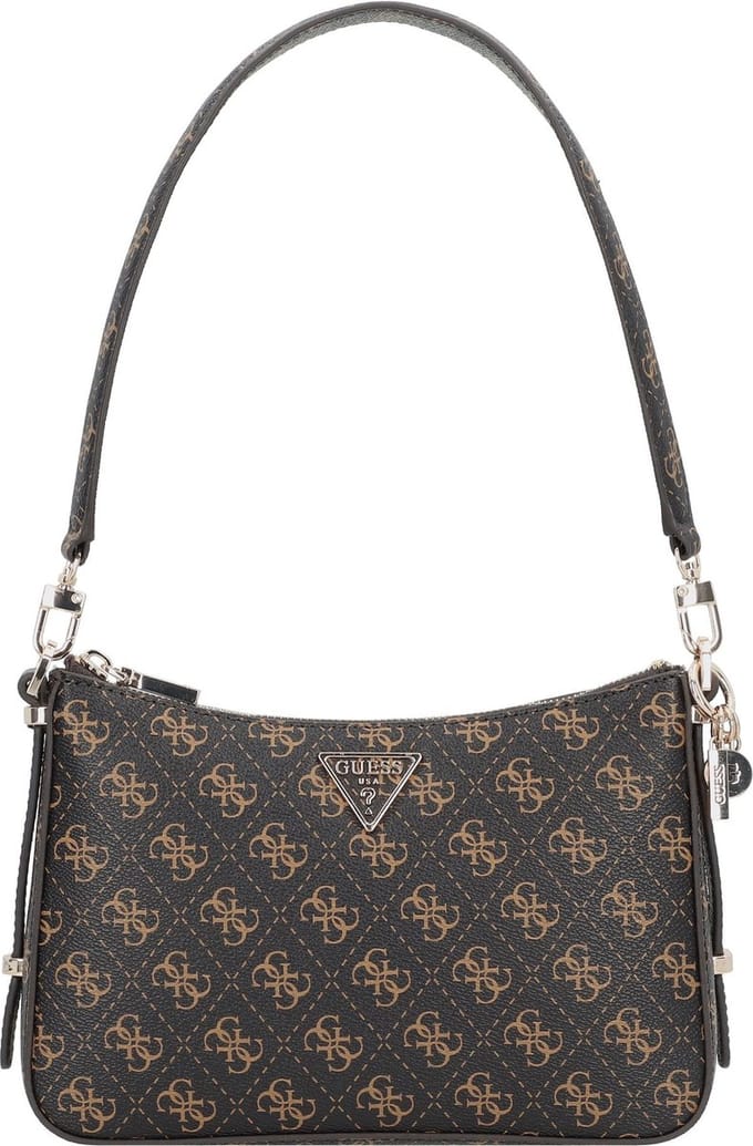 GUESS Schoudertas Eco Erica Top Zip Shoulder Bag Coal Logo Donkergrijs