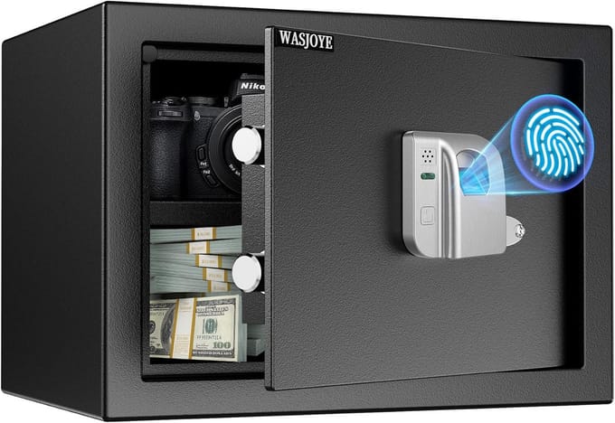 Kluis met Vingerafdruk - Brandwerend - Safe met Noodsleutel - Grijs - Security