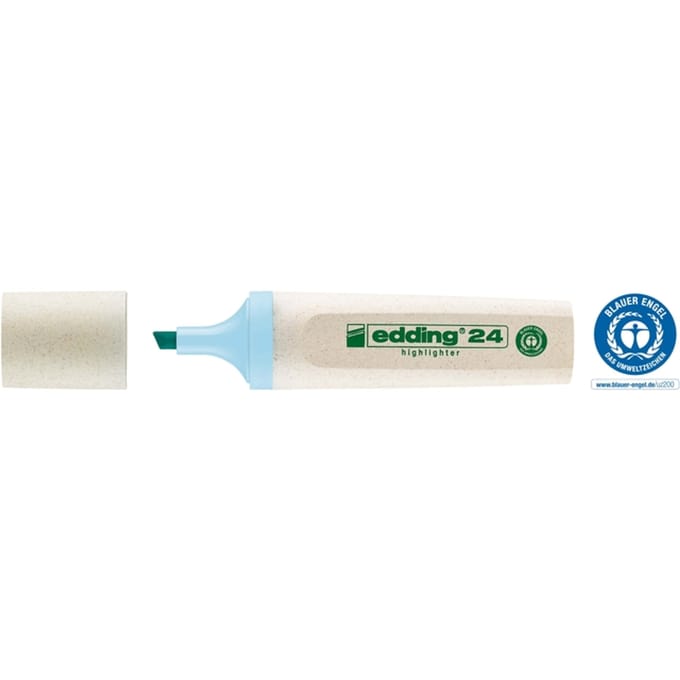 Edding 24 EcoLine, 1 stuk(s), Blauw, Beitelvormige punt, Blauw, Wit, Buis, 2 mm