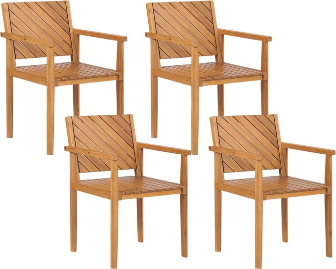 BARATTI - Tuinstoelen set van 4 - Lichtbruin - Acaciahout