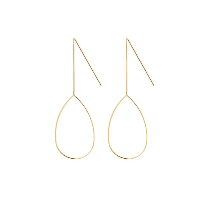 Goud Plated Hangende Druppel Oorbellen