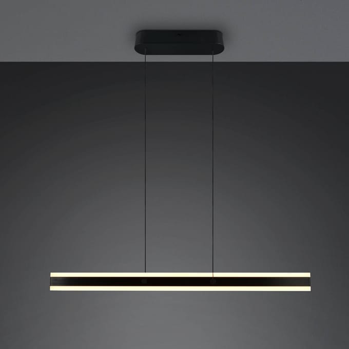 Trio Lighting LED hanglamp Arcola, zwart, lengte 115 cm, CCT, 2-lamps.
