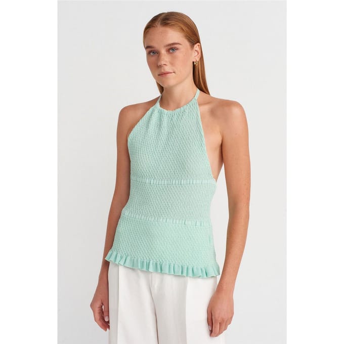 Slim Fit Halter-Neck Gebreide Blouse