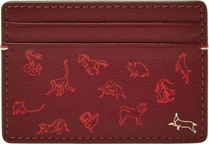 FOSSIL Kaarthouder Steven Card Case Red Velvet Wijnrood