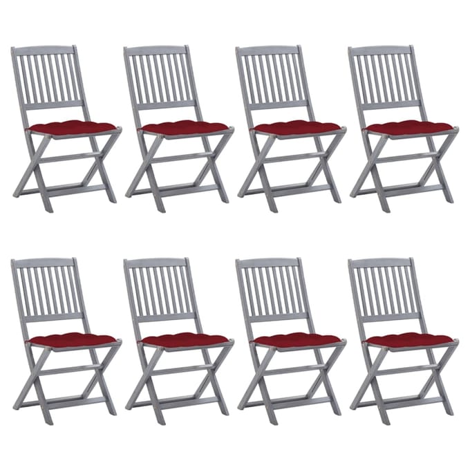 vidaXL - Inklapbare - stoelen - 8 - st - met - kussens - massief - acaciahout