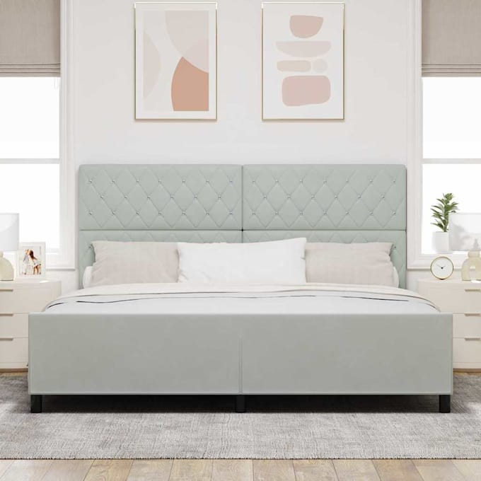 vidaXL - Boxspring - bed - met - hoofdeinde - Lichtgrijs - 200 - x - 200 - cm - Fluweel