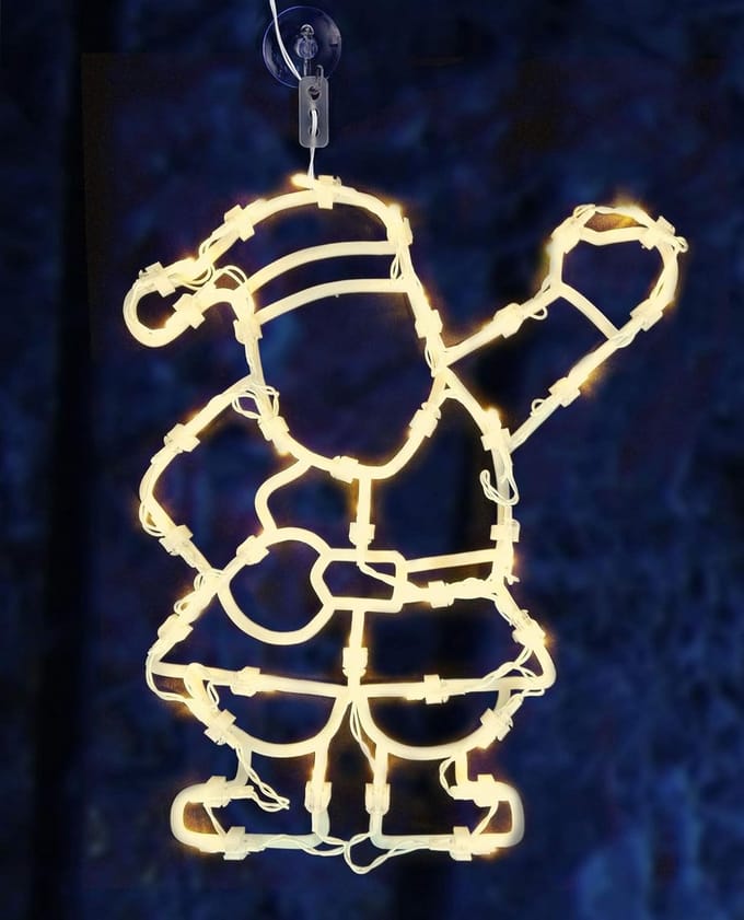 XXL LED Raamdecoratie Kerstman 46x38 cm - Sfeervolle Verlichting met Timer en Zuignap