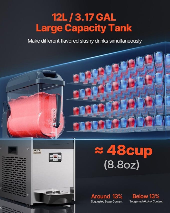 Machine à Granités Commerciale 12L Margarita Smoothie Boisson Glacée