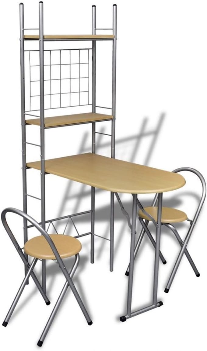 Inklapbare Eetkamerset: Tafel met 2 Stoelen - Ruimtebesparend & Stevig Stalen Frame