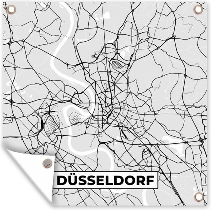 Tuindoek Düsseldorf - Kaart - Plattegrond - Stadskaart - Duitsland - 100x100 cm