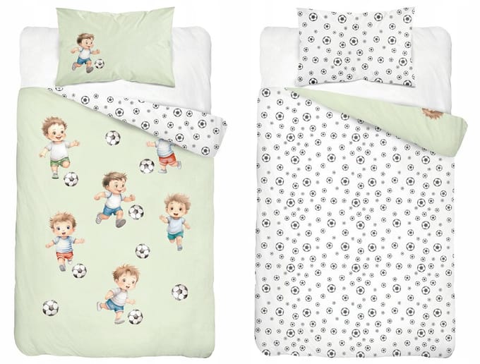 Peuter dekbedovertrek junior Voetbal Mint 100x135 cm - 100% Katoen