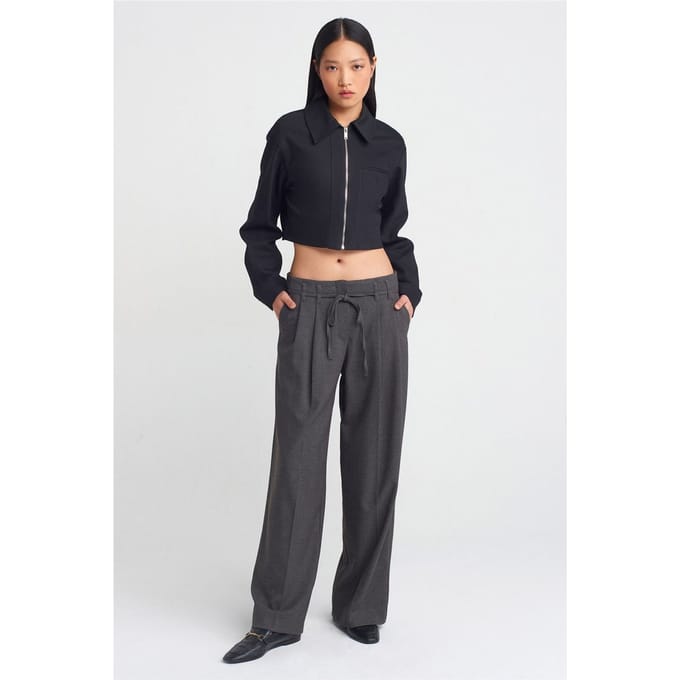 Wijd-Pijpen Plissé Crepe Broek