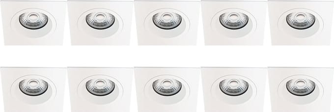 Spot Armatuur 10 Pack - Proma Rodos Pro - GU10 Inbouwspot - Vierkant - Wit - Aluminium - 93mm