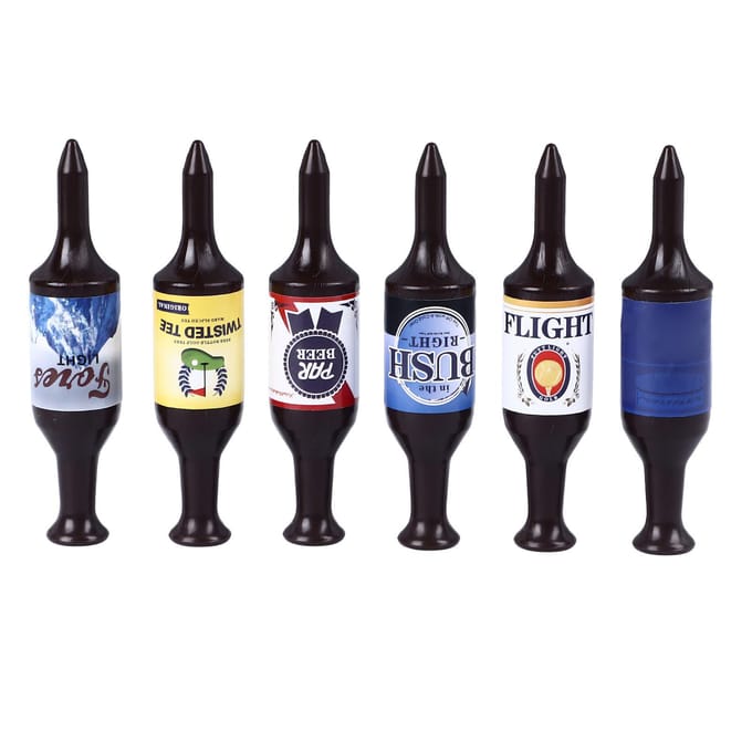 6 STUKS Mini Bierflesje Golf Tees Plastic Grappige Golf Tees Set Uniek Golf Cadeau Voor Mannen en Vrouwen black