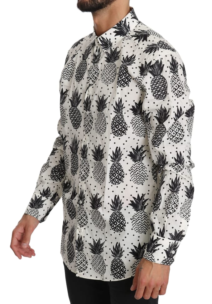 Dolce & Gabbana Heren Wit Ananas Katoenen Top Shirt