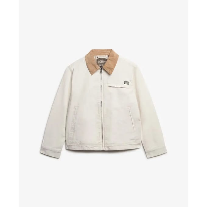 Superdry Jas met Ribfluwelen Kraag Wit Grootte: 40