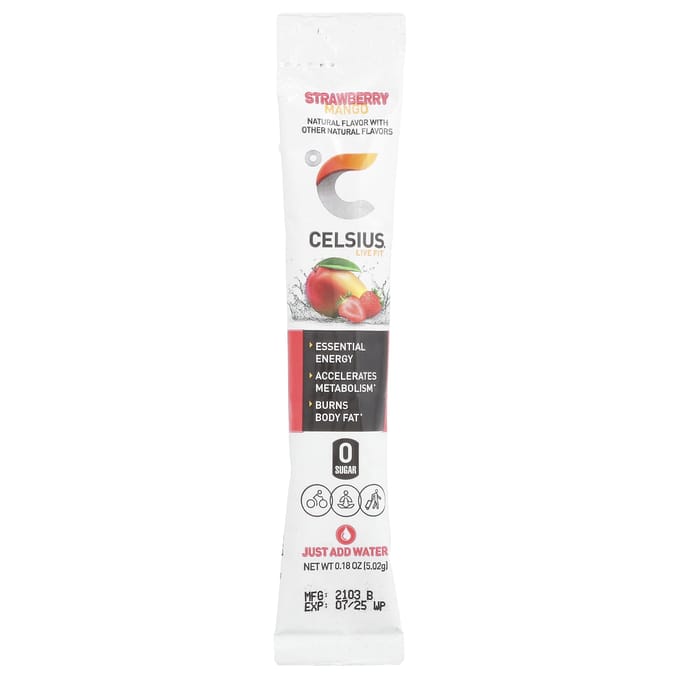 Live Fit, Aardbei Mango, Draagbaar 14 Stuks, 5,02G (0,18 oz) Elk