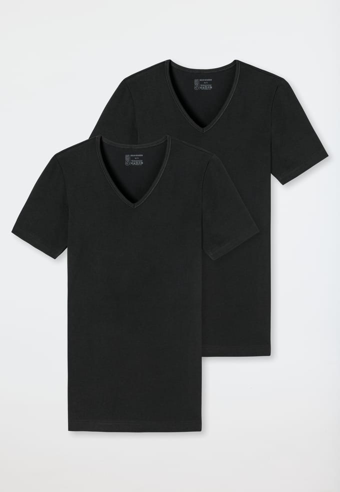 T-shirts met korte mouwen, set van 2, diepe v-hals, zwart  95/5 4