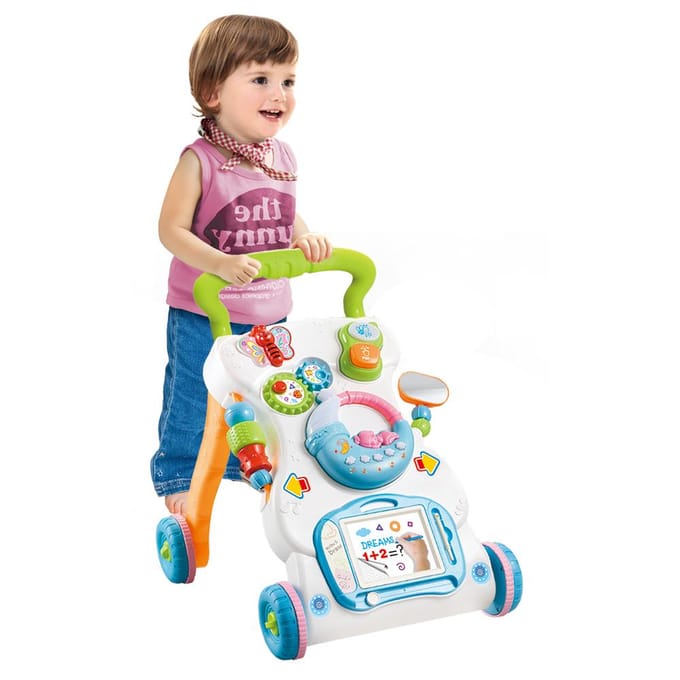 Multifunctionele peutertrolley SittoStand ABS muzikale loopwagen met verstelbare hoogte veelkleurig