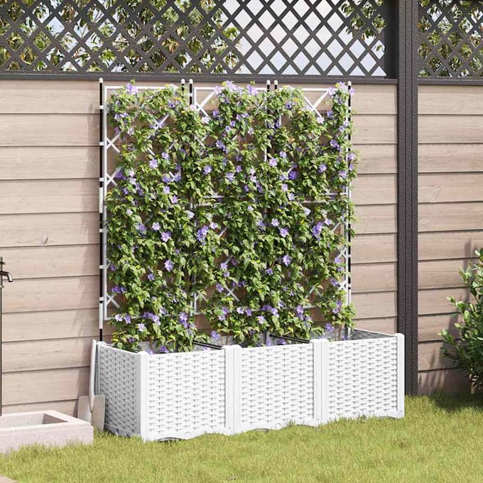 vidaXL - Plantenbak - 3 - st - Wit - 120 - x - 40 - x - 143 - cm - PP