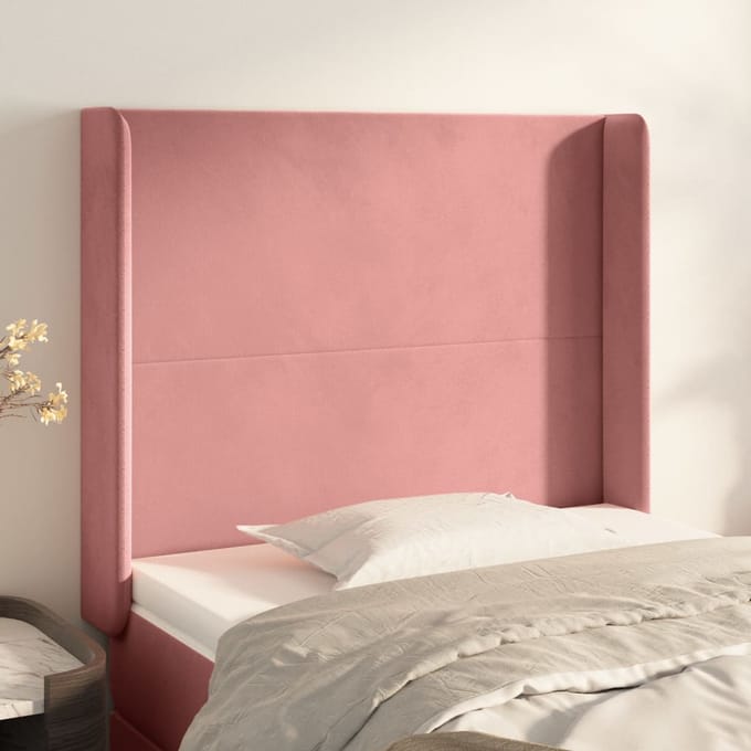 vidaXL - Hoofdbord - met - randen - 103x16x118/128 - cm - fluweel - roze
