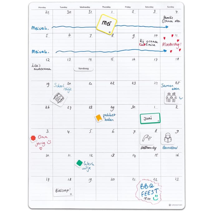 GreenStory - Maandoverzicht organizer - Sticky Whiteboard - 2 Maanden