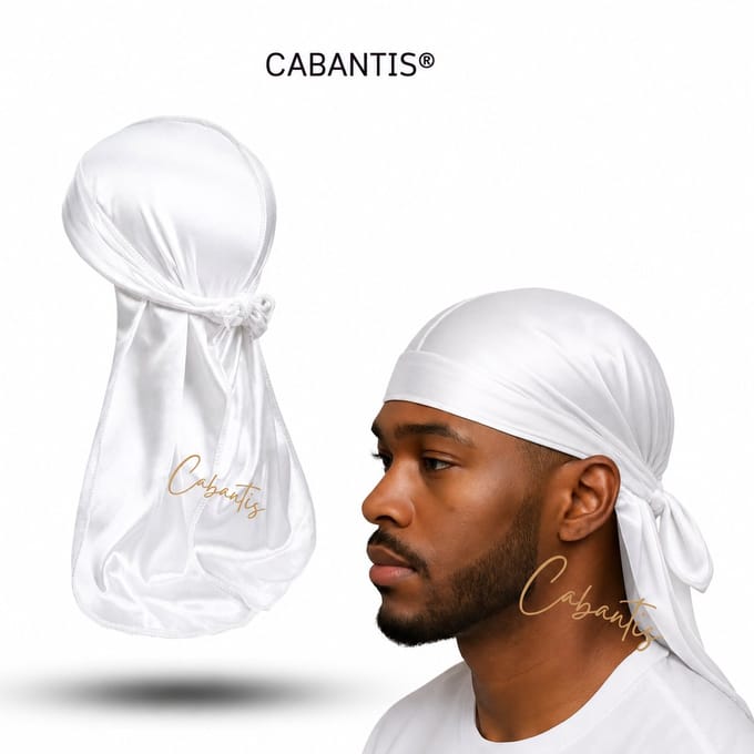 Cabantis® Durag Heren – Satijn Waves Cap – Anti-Haarbreuk – Lange Banden – Ademend – Unisex – Wit