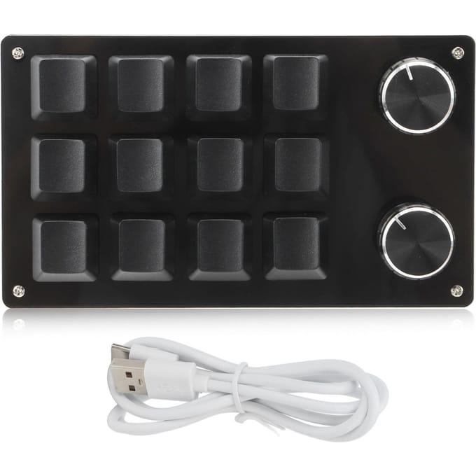 Clavier mécanique macro à une main 12 touches multifonctions programmables à faire soi-même pour les jeux de bureau