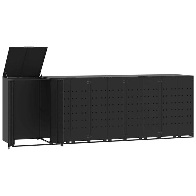 vidaXL - Containerberging - voor - 5 - containers - 345x79x117 - cm - staal - zwart