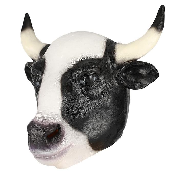 Masques de vache noir et blanc, masques d'animaux amusants One size fits all adults noir