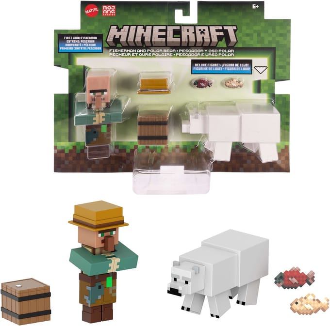 Minecraft Fisherman and Polar Bear Figures