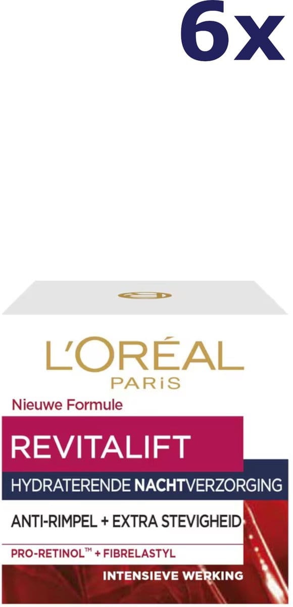 6x L'Oreal Gezicht - Nachtcreme Revitalift Anti Rimpels 50ml