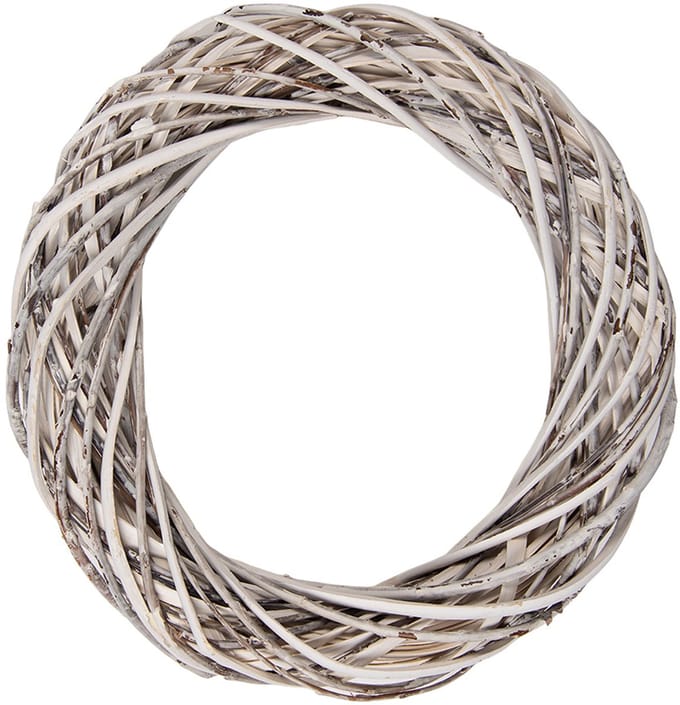 Clayre & Eef Krans Ø 30x6 cm Wit Rotan